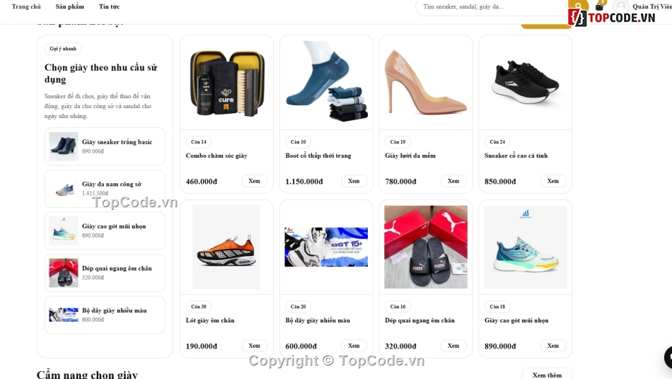 web bán giày,website bán giày,bán website